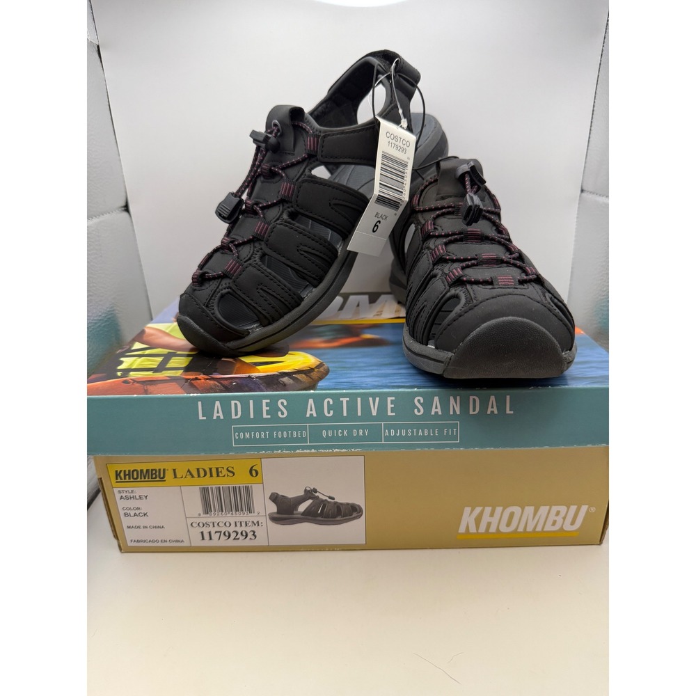 Khombu Ashley Womens Active Sandals Black Water Shoes 1179293 Size 6 NEW